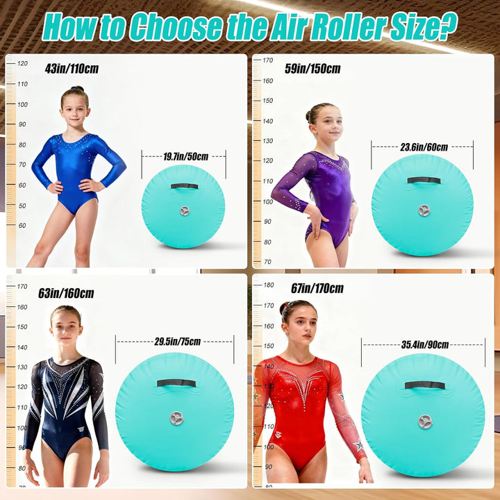 Triclicks Aufblasbare Air Roll Aufblasbare Luft Rollen Air Roller Yoga Roll Gym Air Barrel Gymnastik