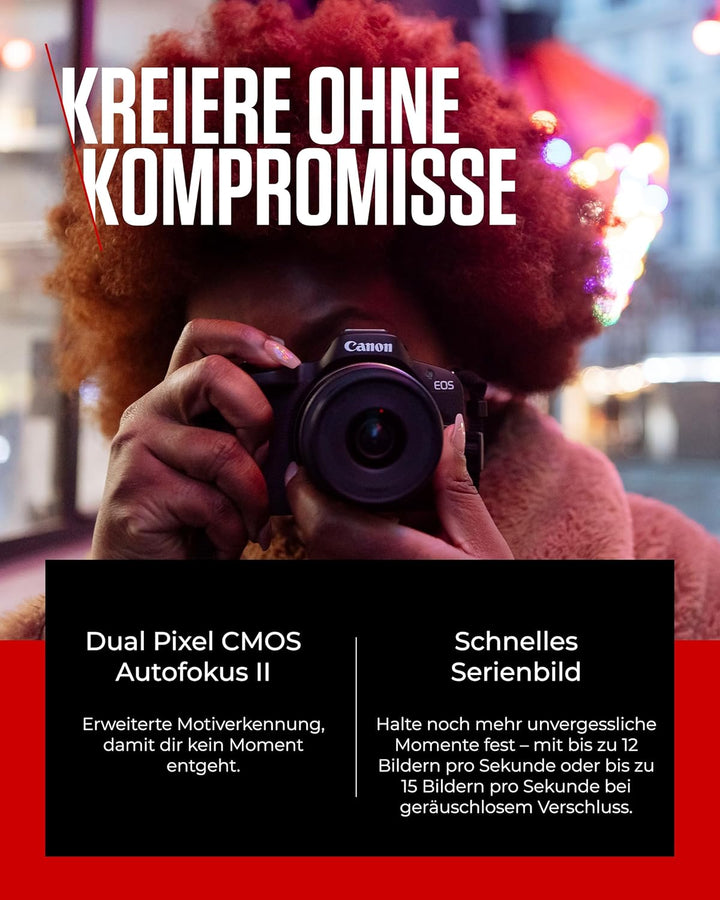 Canon EOS R50 Creator Kit Vlogging Kamera + RF-S 18-45 is STM Objektiv + Griffstativ + Mikrofon - Sp