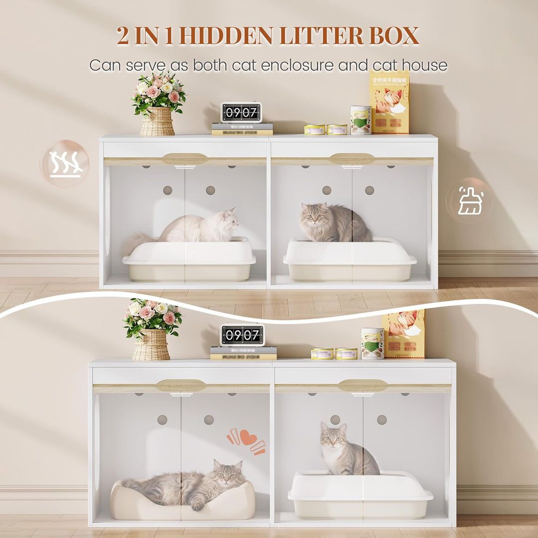 Katzenklo Schrank, Katzenschrank für 2 Katzen, Katzentoilette mit Tür, für Katzen, Doppeltür, Beiste