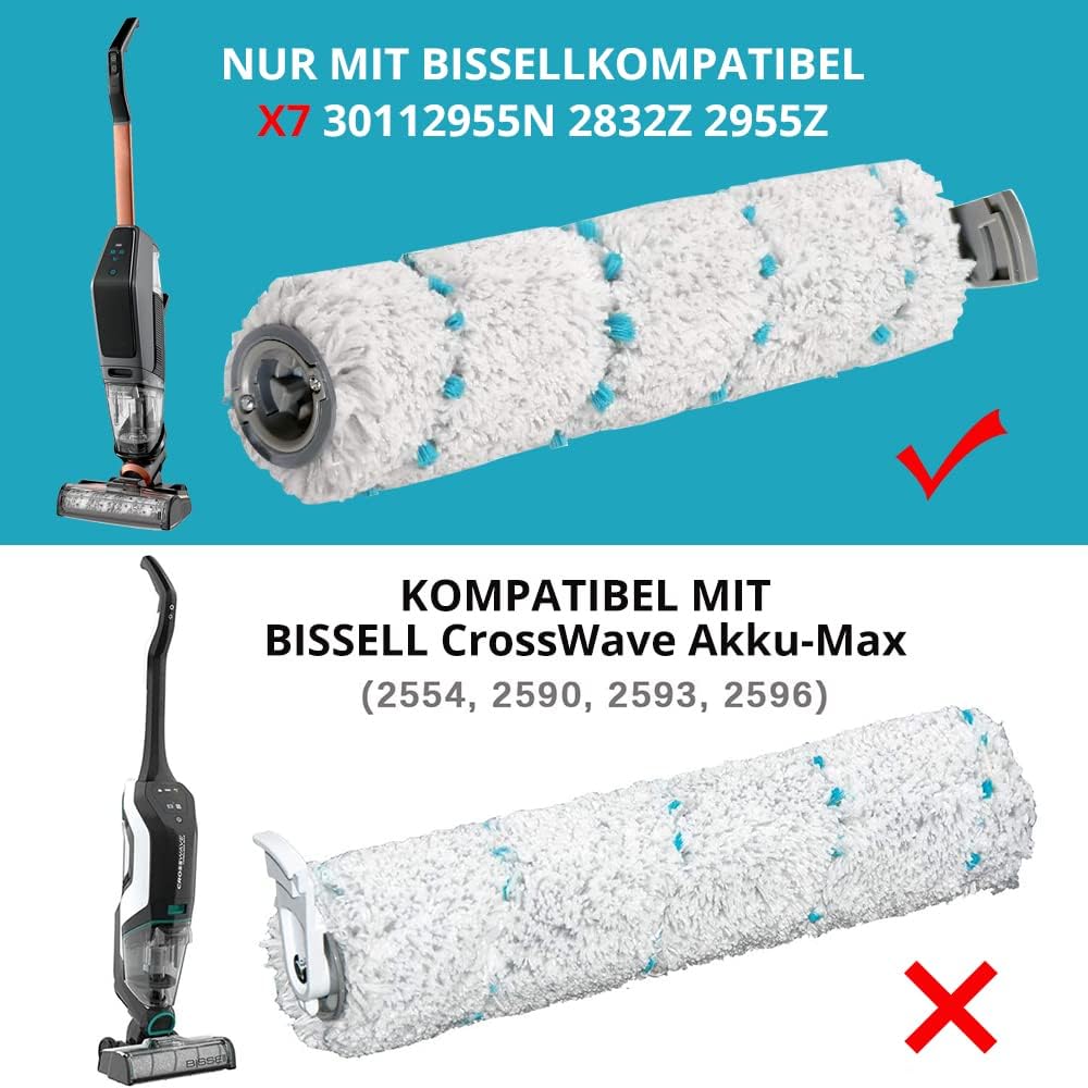 Home Times Bürstenwalze für Bissell CrossWave X7 Pet Pro 2955N,3479N Multi-Surface All in One Nass-T