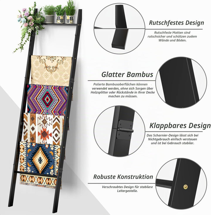BAMBANG 6-stufig Handtuchleiter für Wohnzimmer, Deckenquilt-Leitergestell dekorativer Handtuchhalter