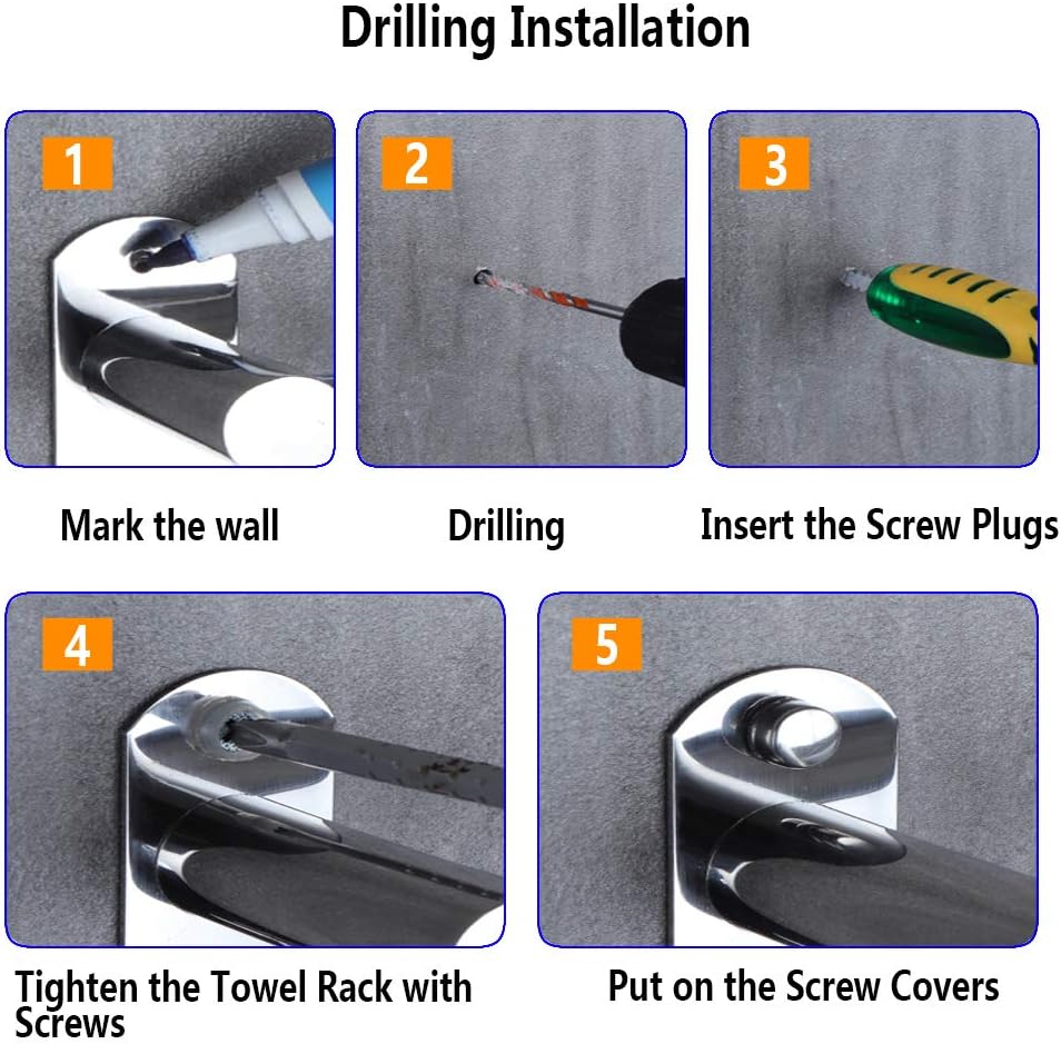Handtuchhalter Chrom HONPHIER® Handtuchstangen Edelstahl mit Haken Einziehbar 49-90CM Handtuchstange