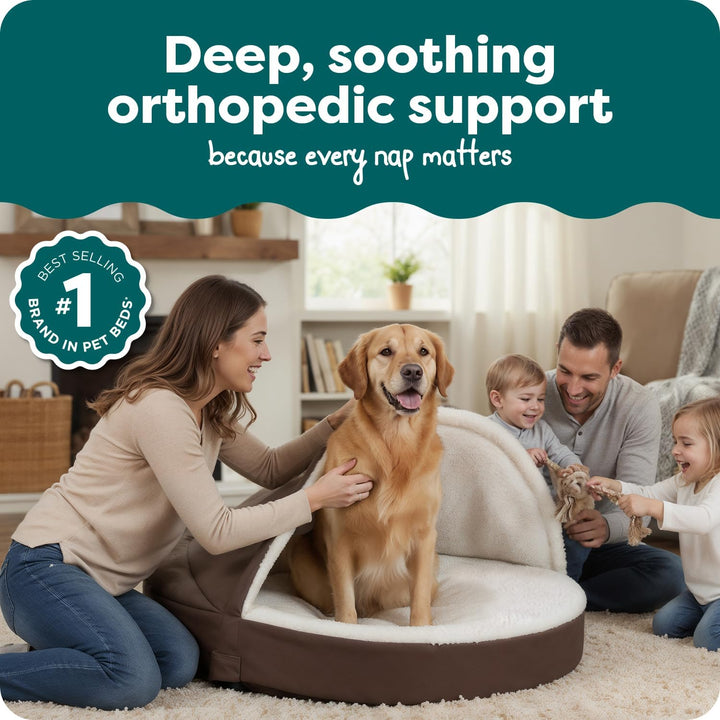 Furhaven Orthopädisches Hundebett für grosse Hunde, rund, mit abnehmbarem, waschbarem Bezug, für Hun