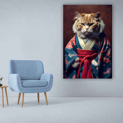 Startonight Leinwand Wandkunst – Samurai Katze – Kunstwerk Fertig zum Aufhängen für Wohnzimmer Gross