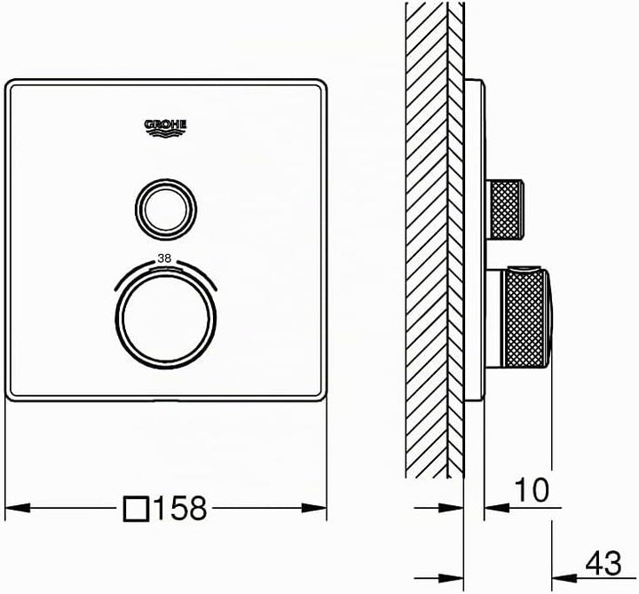 GROHE Grohtherm SmartControl Thermostat mit 1 Absperrventil (Fertigmontageset für Rapido SmartBox) c