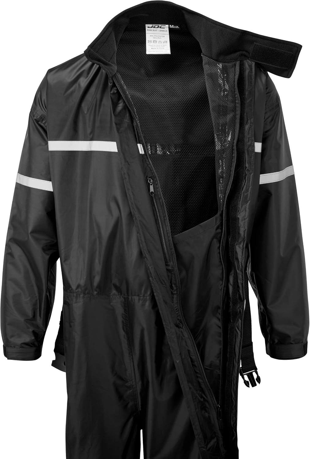 JDC Motorrad Kombi - Regenkombi - 1-Stück - Wasserdichter Regenschutz - SHIELD - Schwarz - M - Länge