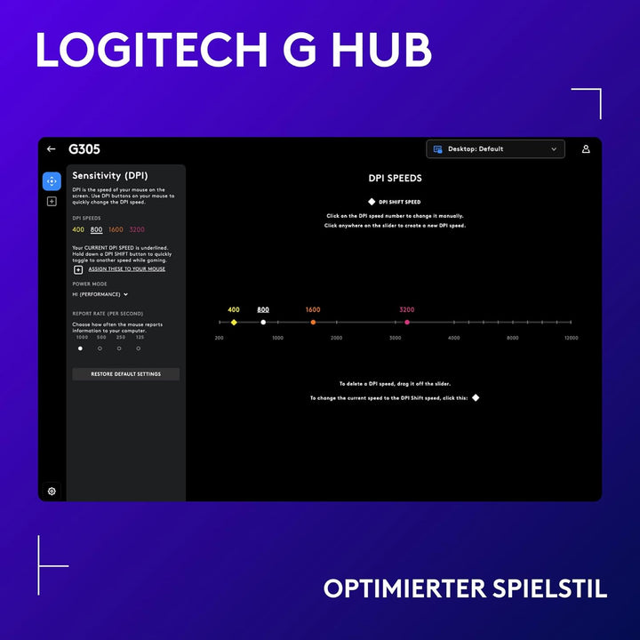Logitech G305 LIGHTSPEED kabellose Gaming-Maus mit HERO 12K DPI Sensor, Wireless Verbindung, 6 progr