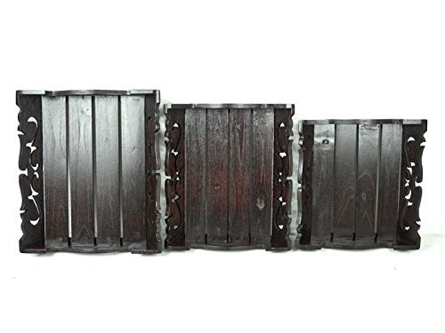 Oriental Galerie 3 er Set Serviertablett Betttablett Tablett Teak Holz