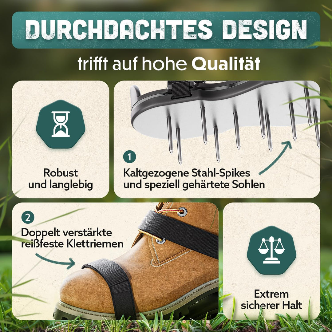RASENKÖNIG Nagelschuhe Pro | Rasenlüfter Schuhe + Estrichschuhe | Rasenbelüfter Vertikutierer und Ae