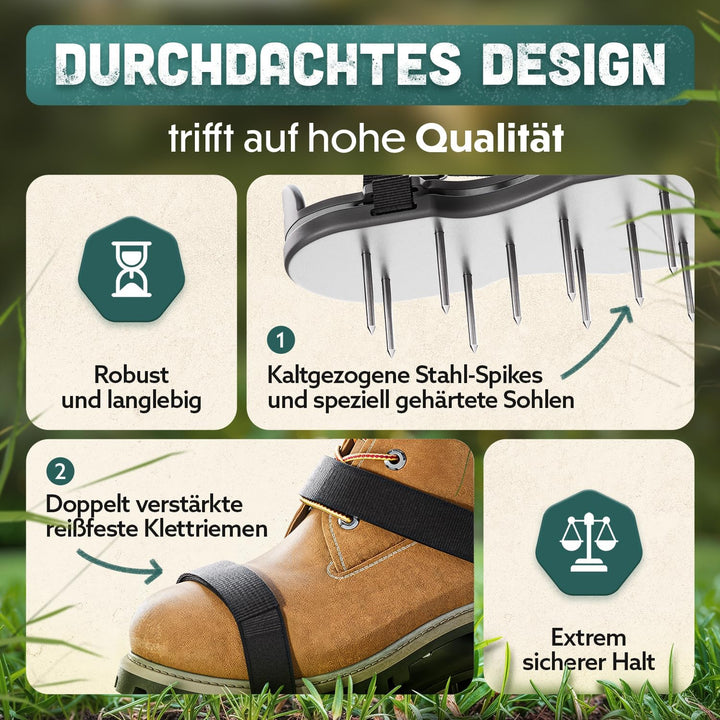 RASENKÖNIG Nagelschuhe Pro | Rasenlüfter Schuhe + Estrichschuhe | Rasenbelüfter Vertikutierer und Ae