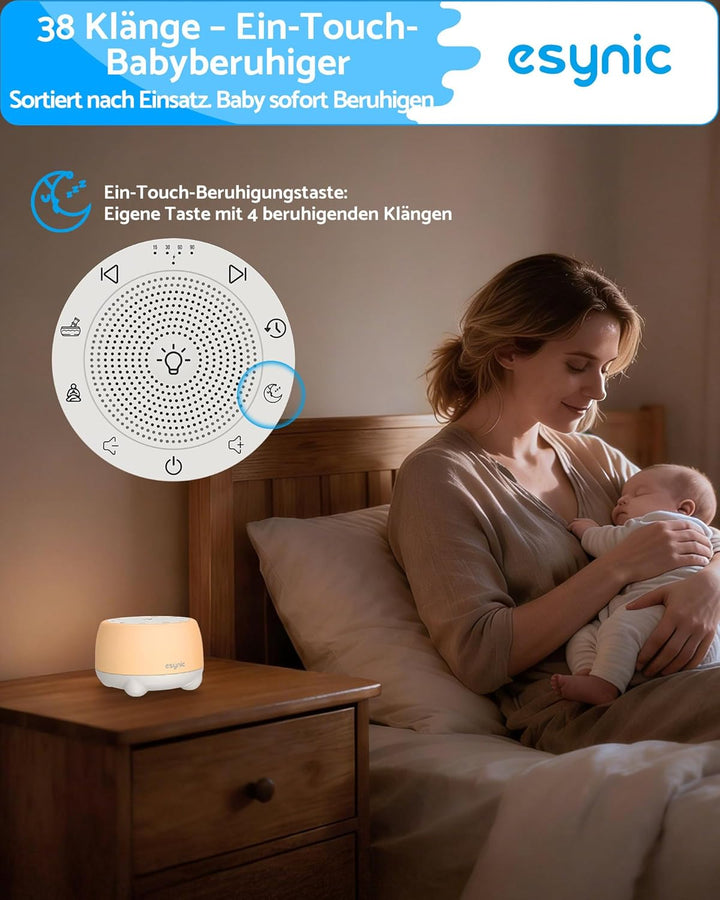 eSynic Weisses Rauschen Gerät Baby Einschlafhilfe Sound Machine mit 38 Beruhigenden Geräuschen Tibet