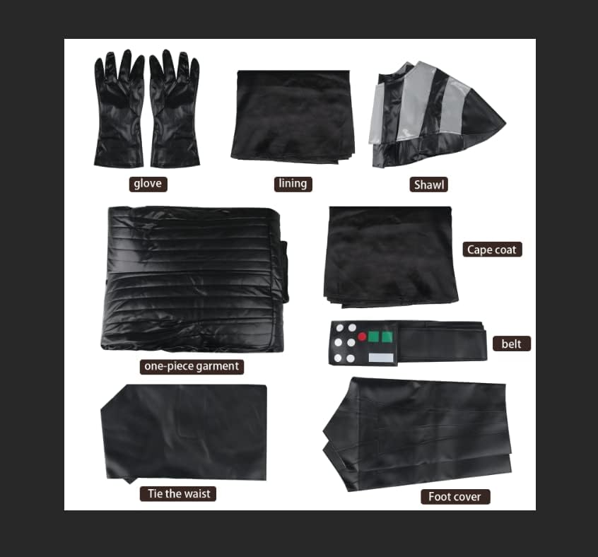 LIKUNGOU Herren Vader Kostüm Black Warrior Full Set Cape Deluxe Halloween Cosplay Outfit Kostüm Zube