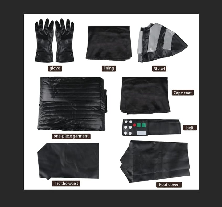 LIKUNGOU Herren Vader Kostüm Black Warrior Full Set Cape Deluxe Halloween Cosplay Outfit Kostüm Zube