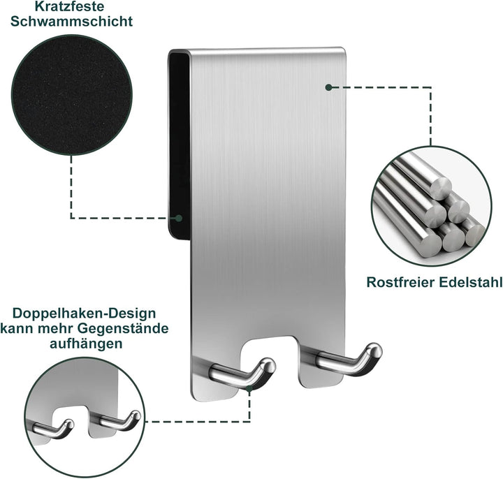 Kegii Bademantel-Handtuchhaken Duschhaken 3 Stück - Haken für Duschwand, Edelstahl Handtuchhalter oh
