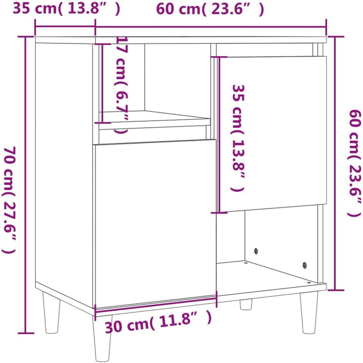 vidaXL Sideboard, Kommode mit 4 Fächern 2 Türen, Highboard Wohnzimmerschrank mit Holzbeinen, Schrank