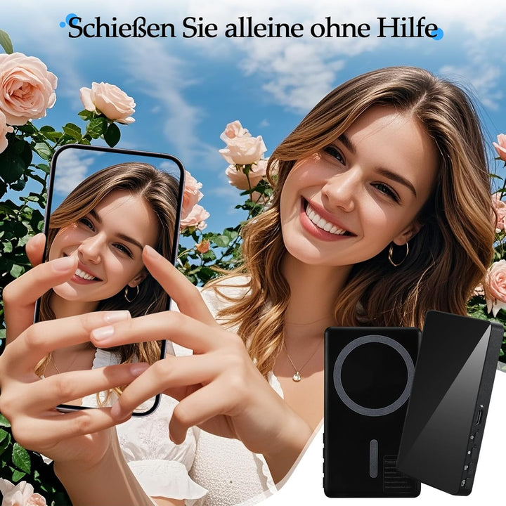 Handy Selfie Monitor,Selfie Monitor Screen Kabellose Magnetische Handyhalterung für iPhone/Android B