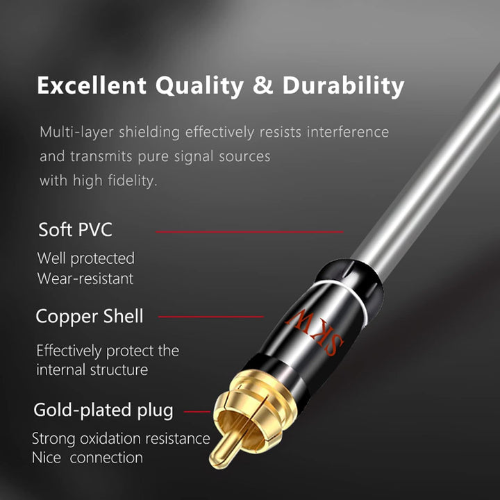 SKW Cinch Audio Kabel Set 2RCA Stecker Auf 2RCA Stecker HiFi Chinch RCA Kabel (1M,Grau) 1M Entry lev