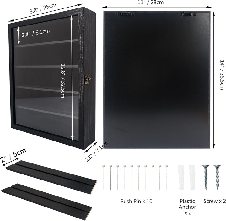 FramePro Grosse Schattenbox Vitrine Rahmen mit Glasfenstertür 3D Bilderrahmen Erinnerungsstücke Meda