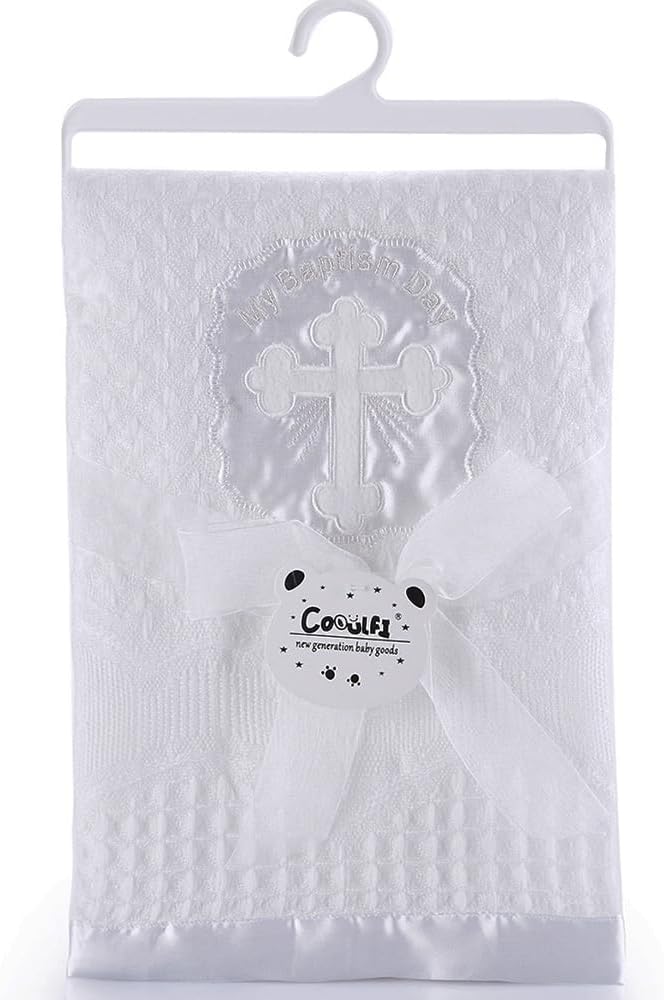 Booulfi Babydecke Weisse Taufe Kuscheldecke Kinderdecke, Neugeborenen Jungen Babydecke Mädchen Kreuz