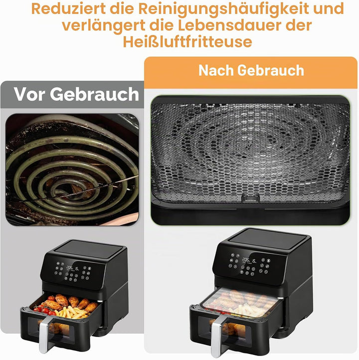 2 Stück Edelstahl Spritzschutz für Cosori Airfryer Heissluftfritteuse CP158 5,5L, TurboBlaze 6,0L, P