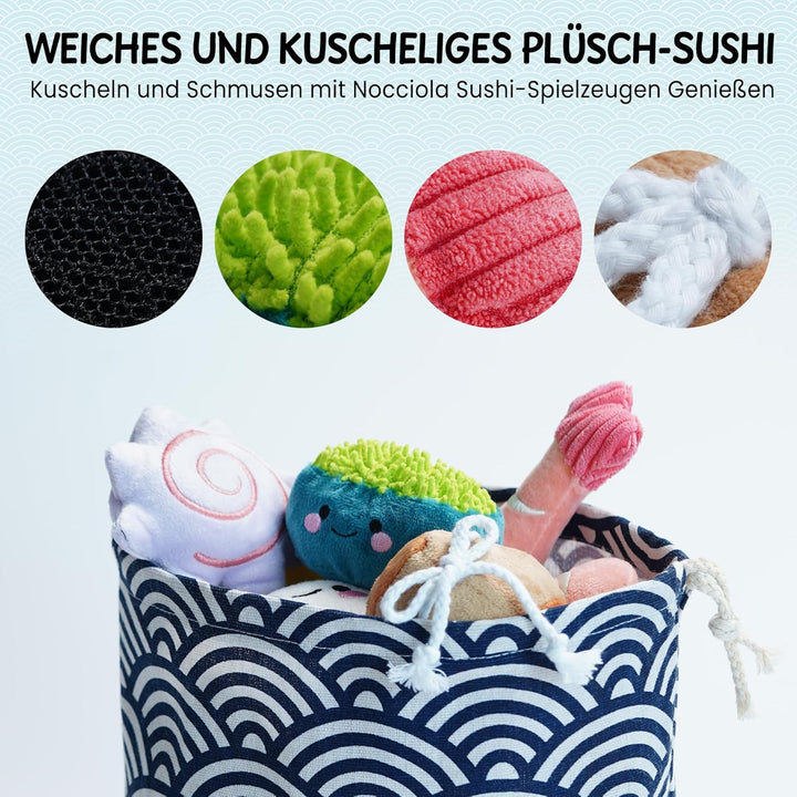 Nocciola Sushi-Hundespielzeug für kleine bis mittelgrosse Hunde, niedliches Plüschspielzeug mit Tasc