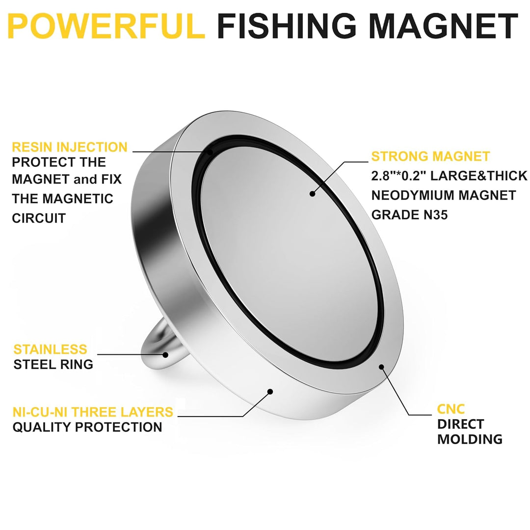 Magnetpro Fischermagnet über 420 kg Ziehkraft Superstarker Neodym Magnete, Schwerdacht Seltenerdmagn