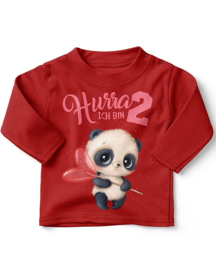 miKalino Baby/Kinder Longsleeve mit Spruch Ich Bin Zwei 2 süsser Waschbär Langarm Shirt für Mädchen