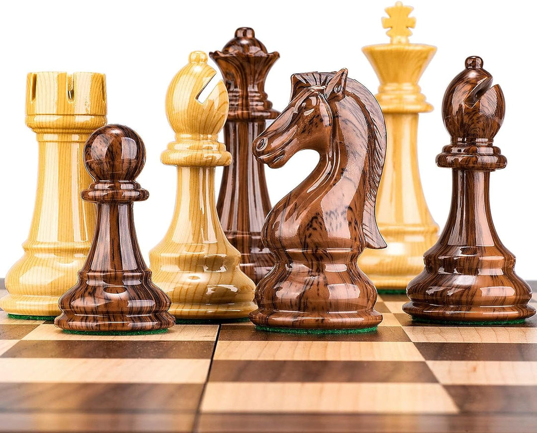 AMEROUS Schachfiguren mit hohem Polymer-Gewicht, mit 10,6 cm grossem King – 2 extra Queens – Geschen