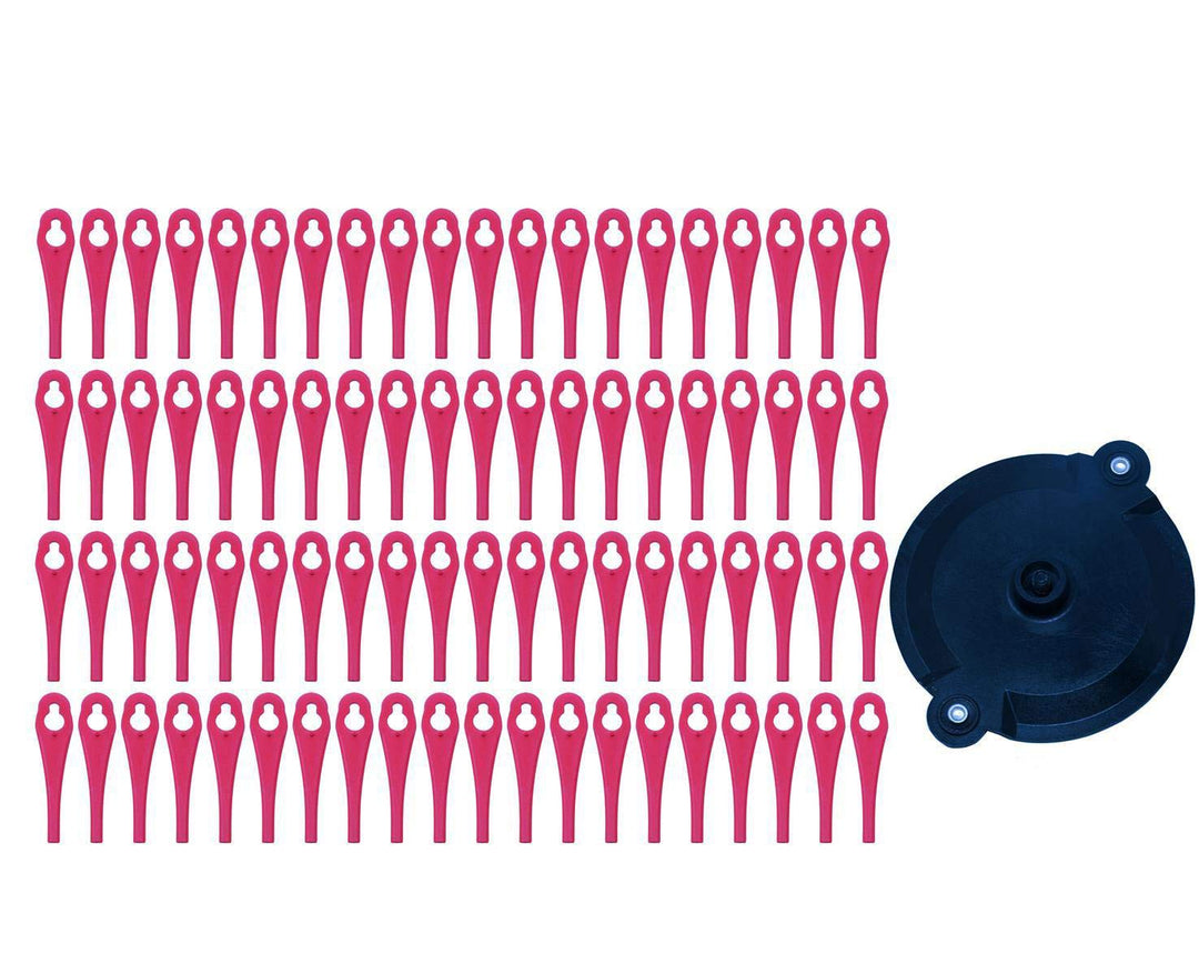 Kunststoffmesser Set (80er Pack) mit Schneidscheibe, für Parkside Akku Rasentrimmer PRTA 20 Li A1 -
