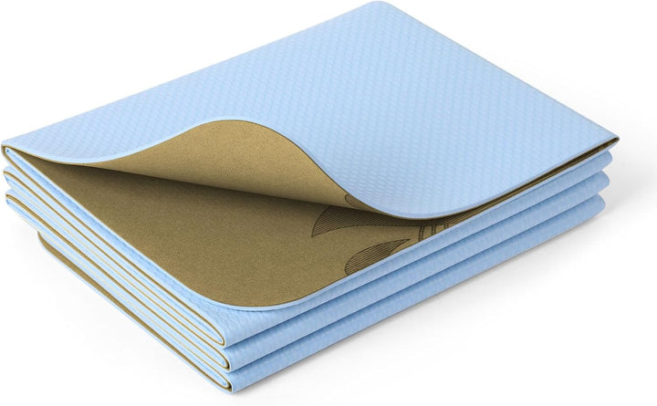 Reise-Yogamatte, faltbar, klein, 173 x 61 cm, 0,4 cm, mit Tragetasche, leichtes Pilate-Design Kork-L