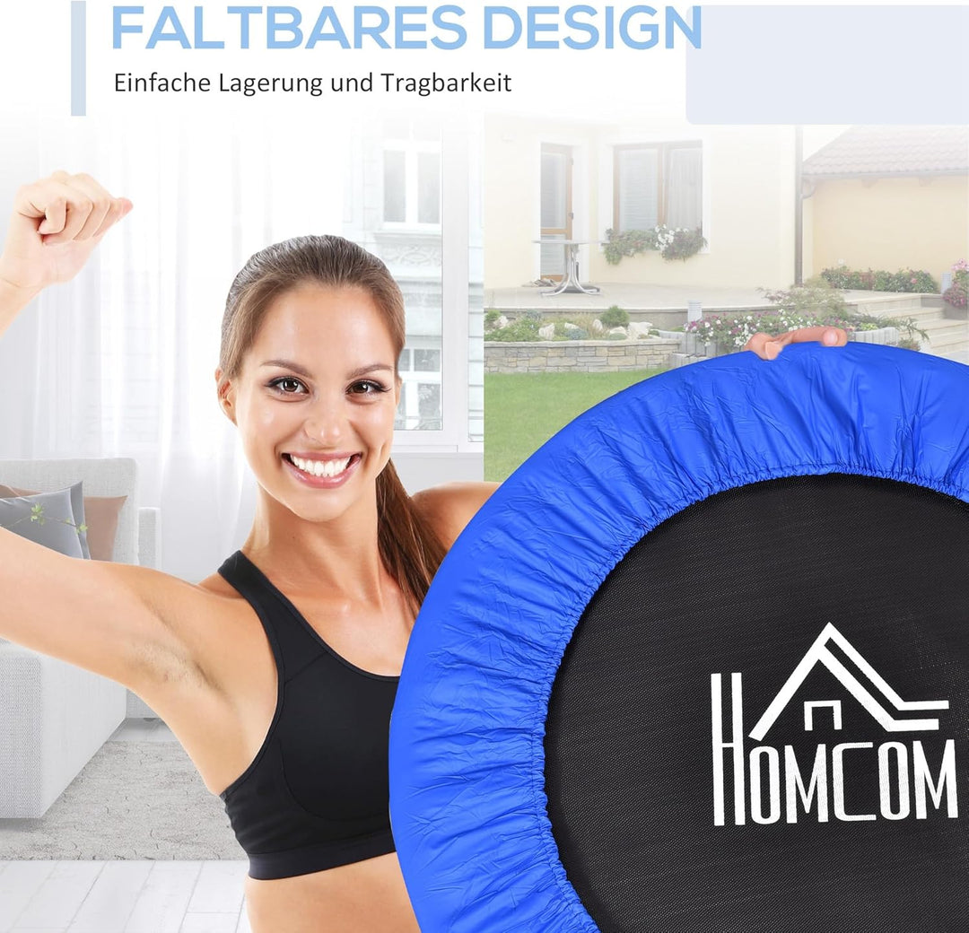 HOMCOM Fitness Trampolin Ø91 cm Mini Trampoline mit rutschfesten Füssen Trampolin 100kg Belastbar fü