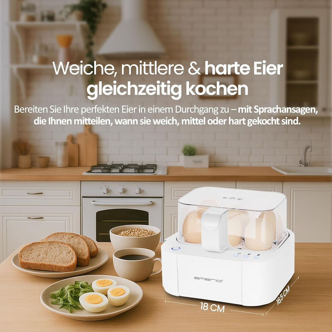 EMERIO ausgezeichnet einzigartiger Eierkocher kocht alle drei Garstufen [weich|mittel|hart] in nur e