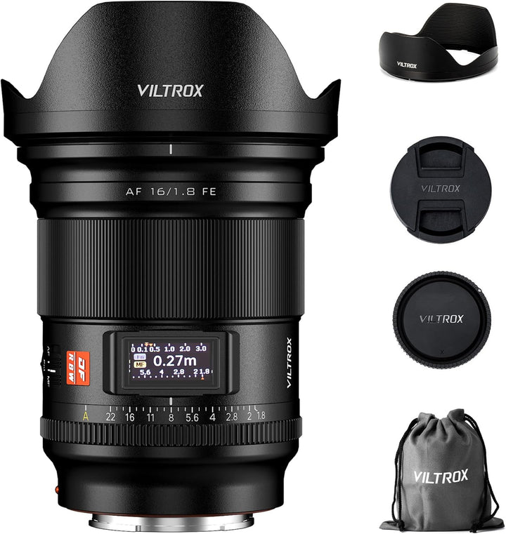 VILTROX AF 16mm F1.8 FE Objektiv für Sony E Mount, grosse Blende F/1.8 Vollformat-Weitwinkelobjektiv