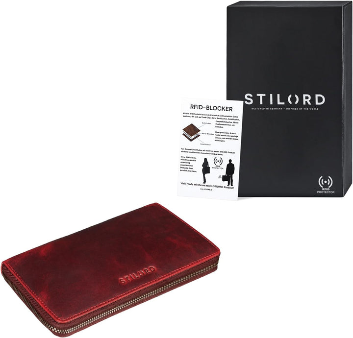STILORD 'Emilia' Damen Portemonnaie RFID Schutz Elegante Klassische Geldbörse gross aus echtem Rinds