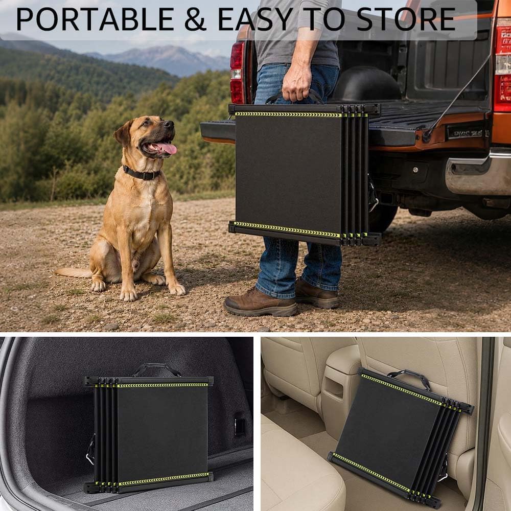 unipaws 220cm Extra Lange Teleskop Hunderampe für Auto, SUV &amp; LKW, 51cm Breite Tragbare Haustierramp