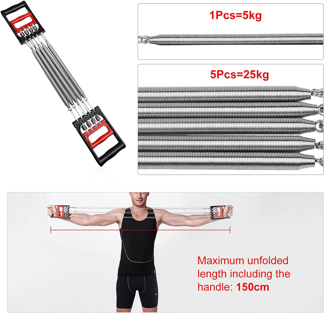 Chest Expander Verstellbar, Fitness Expander, Brust Expander für Männer &amp; Frauen, mit 5 Frühjahrs-Mu