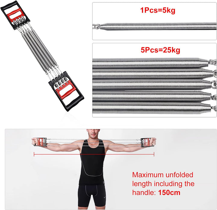 Chest Expander Verstellbar, Fitness Expander, Brust Expander für Männer &amp; Frauen, mit 5 Frühjahrs-Mu
