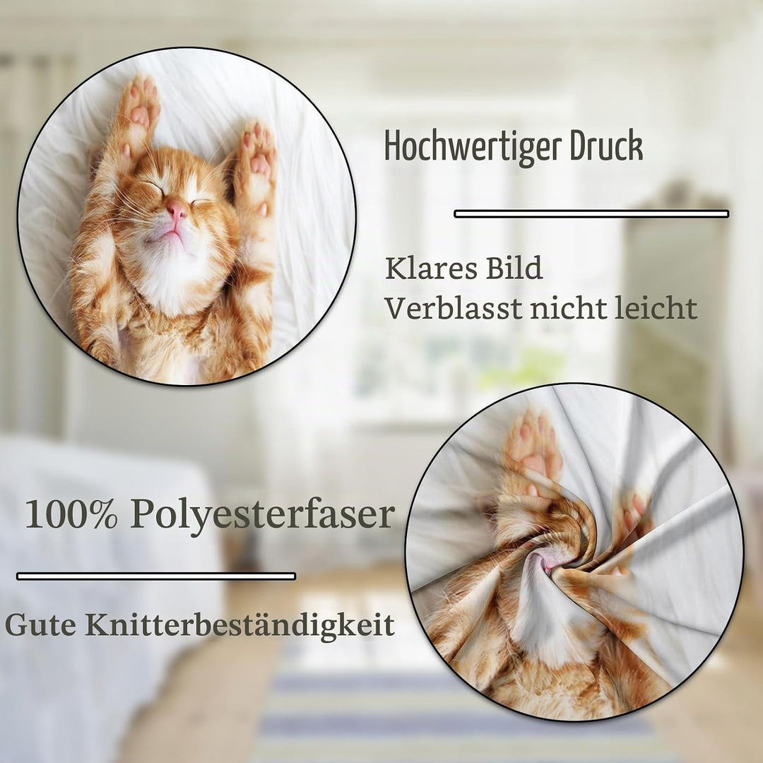 IUNTWEIE Katzen bettwäsche 200x200, 3D Katzen Muster Bettwäsche-Sets mit Reissverschluss, Super Weic