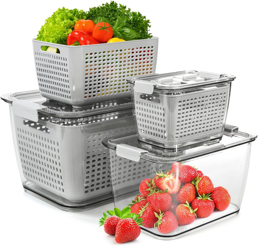 Spesh Frischhaltedosen Set Kühlschrank Organizer Vorratsdosen 3er-Set (0,5L+1,7L+4,5L) Kunststoff Kü