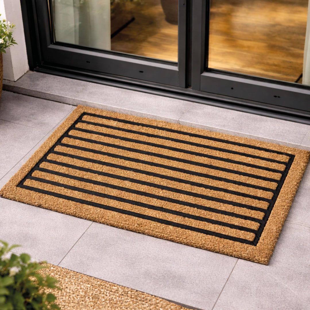 Carpido Fussmatte Kokos Streifenmuster - Türmatte 40 x 60 cm (Rechteckig) - antibakterielle Eingangs