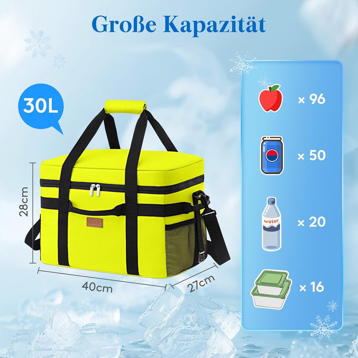 Lifewit Kühltasche 30L, Faltbar Picknicktasche für Essen & Getränke, Kühlbox Tragbare Eistasche für