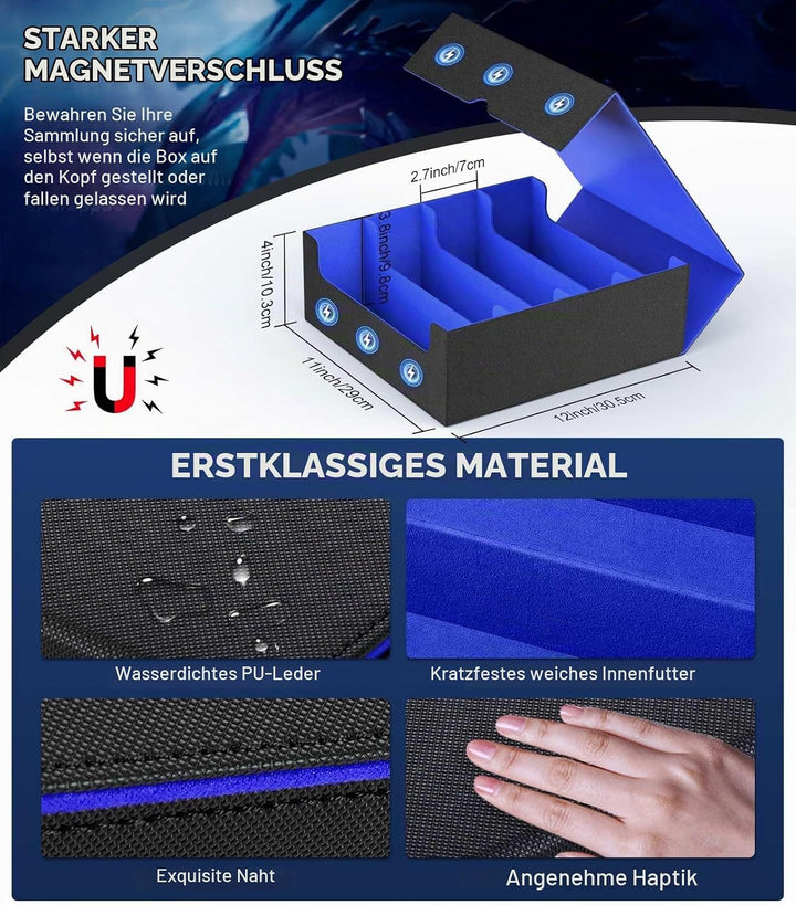 MoKo Sammelkarten Aufbewahrungsbox, 3000+ MTG Deck Box mit 24 bunten Trennwänden &amp; 4 Fächern, Spielk