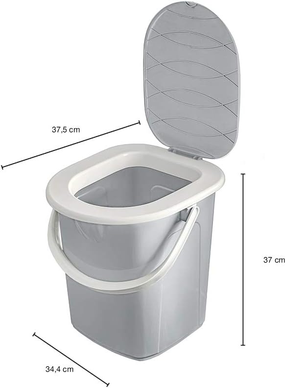 BranQ - Home essential Mobile Campingtoilette 22 Ltr. mit 20 Stück Bio Toilettenbeutel, Kunststoff,