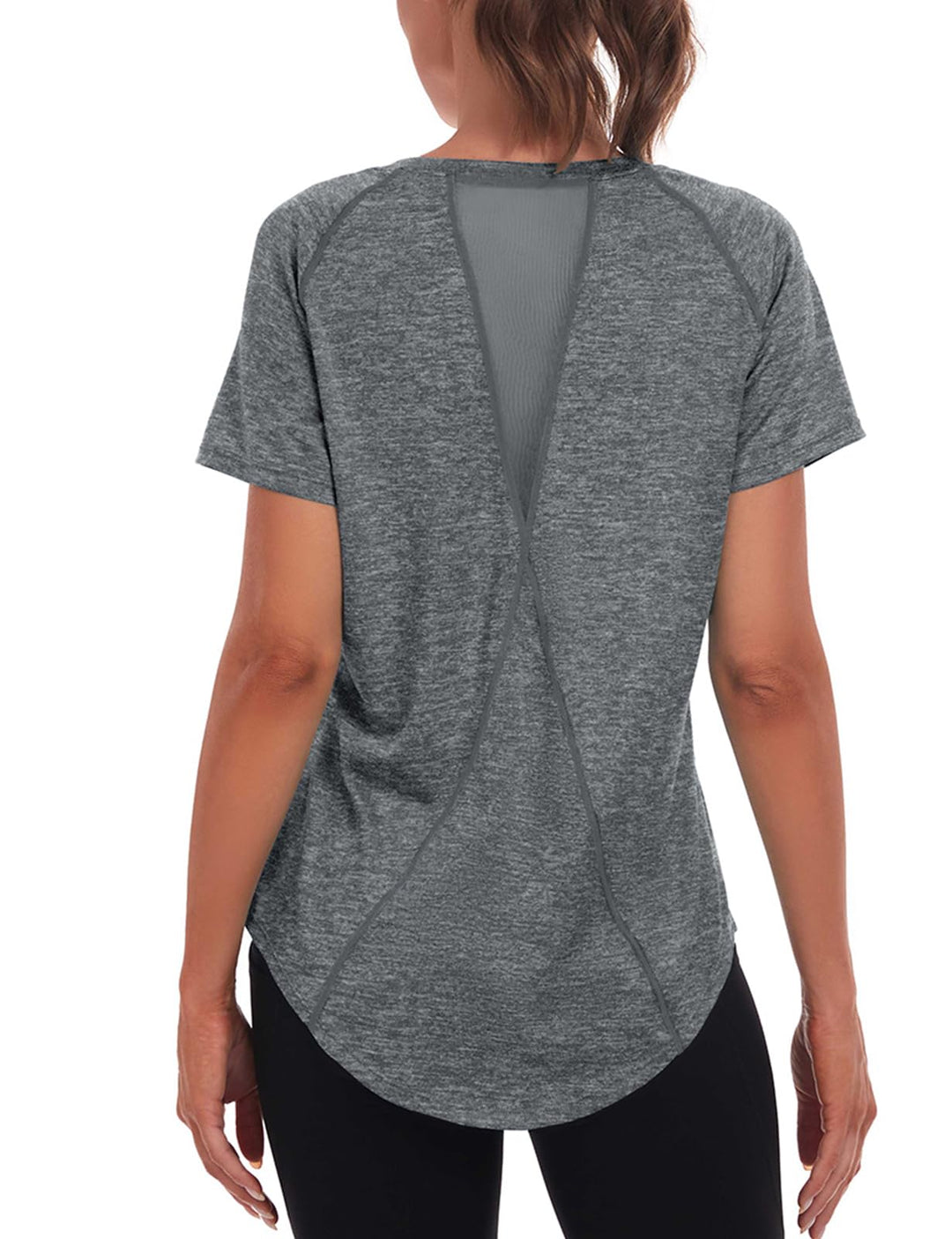 Jlowesun Sport-Shirt für Damen, kurzärmelig, leicht, feuchtigkeitsableitend, schnell trocknend, Netz