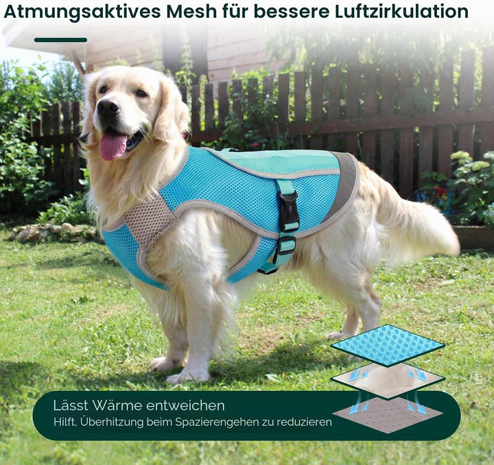 Kuoser Kühlmantel Hund, Kühlweste für Hunde mit Verstellbarer Brustschnalle &amp; D-Ring, Atmungsaktive