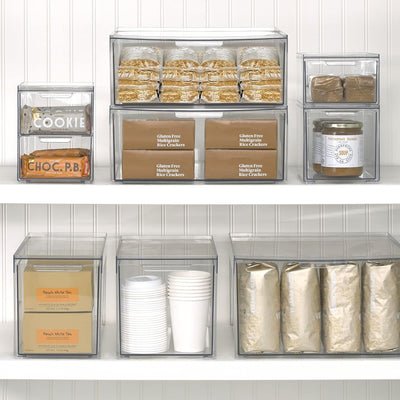 mDesign Schubladenbox – Stapelbox aus Kunststoff für Küchen- und Kühlschrank – Küchen Organizer für