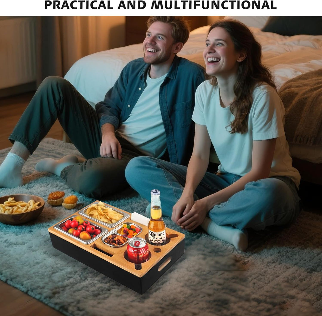 Couchbar Snackbox Sofatablett,Geburtstagsgeschenk für männer, Snackspender mit Snackschale, Getränke