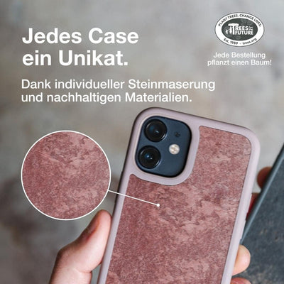 Woodcessories - Bumper Case kompatibel mit iPhone 12 Mini Hülle Rosa Stein Canyon Rot, Canyon Rot