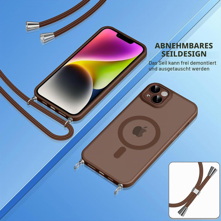 Pnakqil Magnetische Handyband mit Band für iPhone 14 Hülle -Necklace HandyHülle Durchscheinende mit