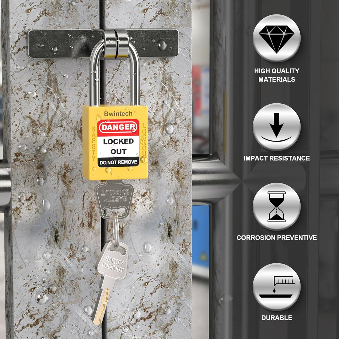 Bwintech 5 Stück 38MM verschlüsselt verschiedene gelb Sicherheitsvorhängeschloss Lockout Tagout Schl